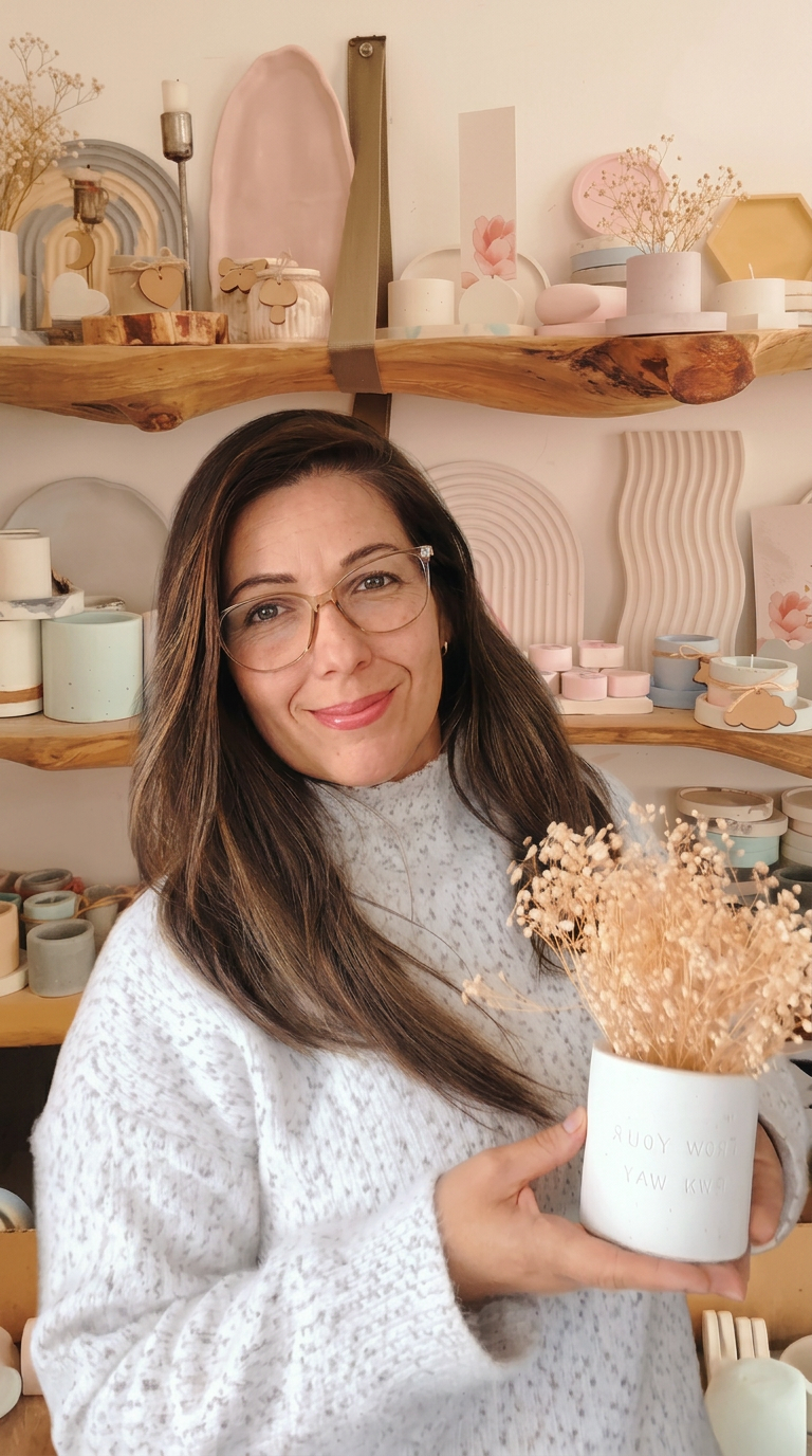 Ale, fundadora de Tipis Home, en su taller La Casita en Ecuador